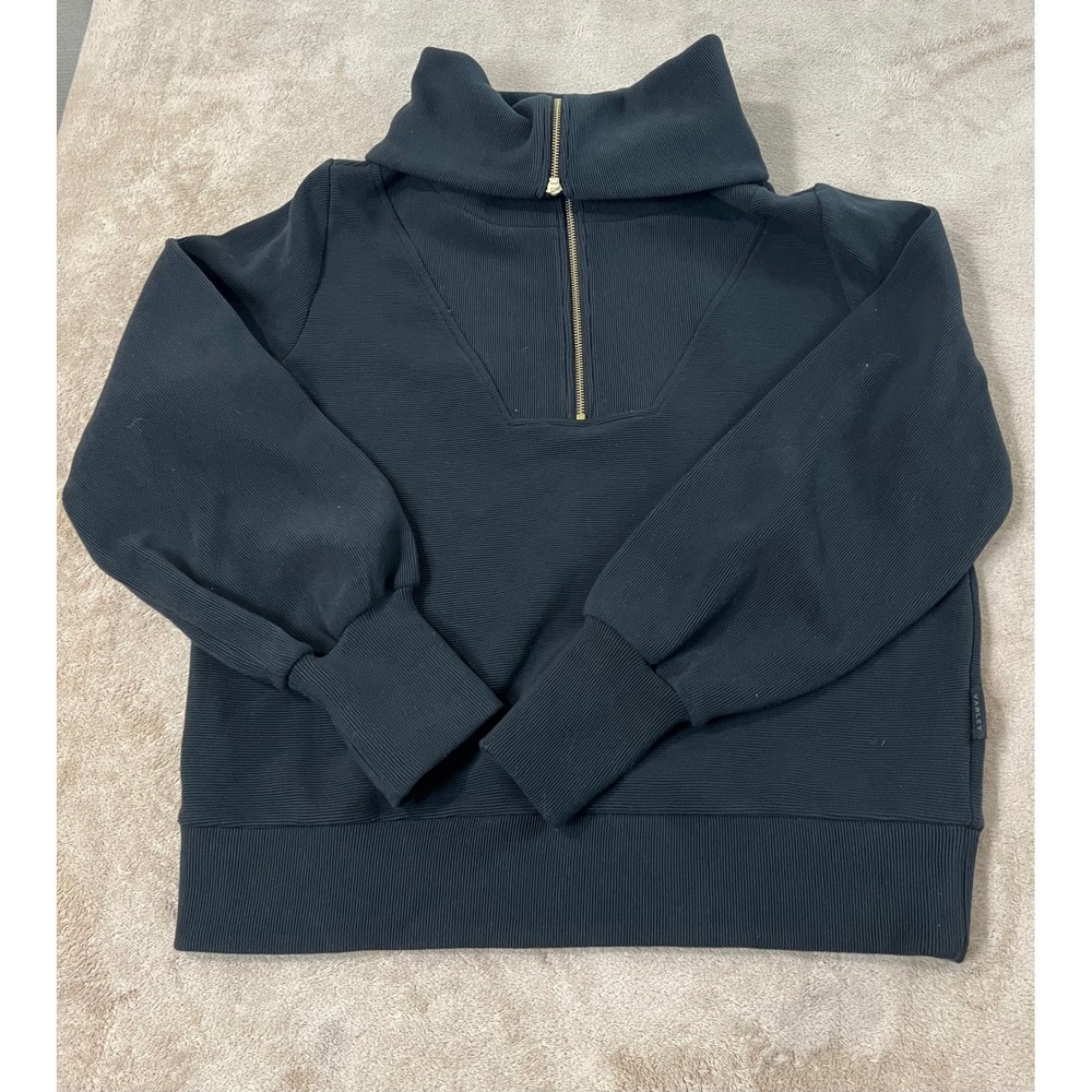 Varley Vine Half Zip Pullover Women Size Medium Black Stretch EUC
